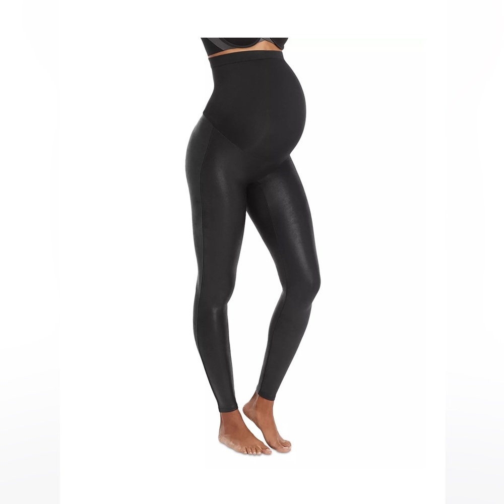 SPANX Mama maternity Faux Leather Leggings - black - size M - worn once